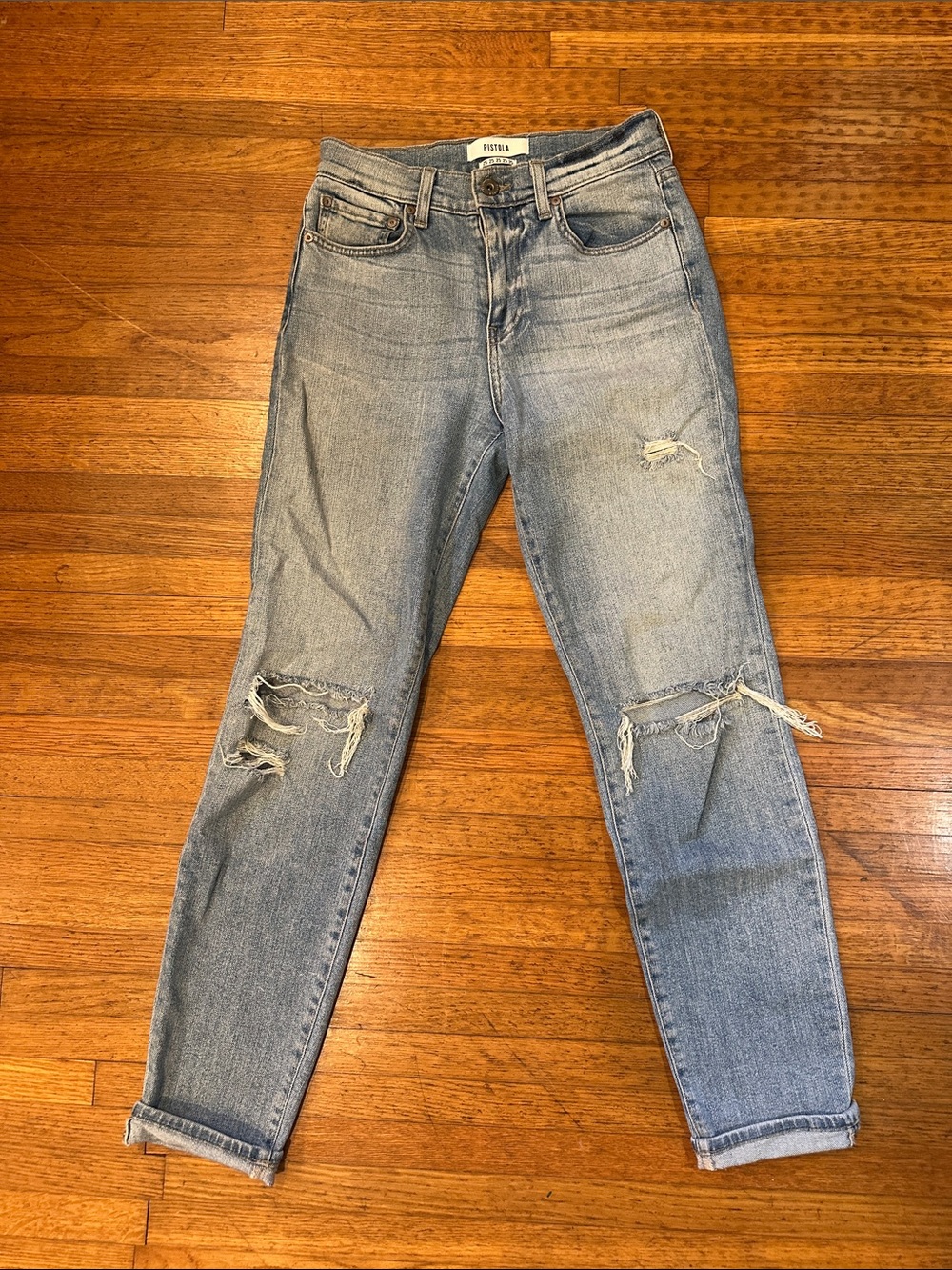 pistola Light Blue Distressed Boyfriend Jeans